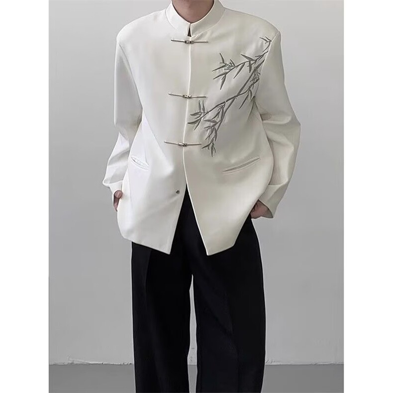 竹刺绣订婚礼西服风本命红新中式西装外套大码S-5XLJK0028P60,男装西服套装,星座1013-1