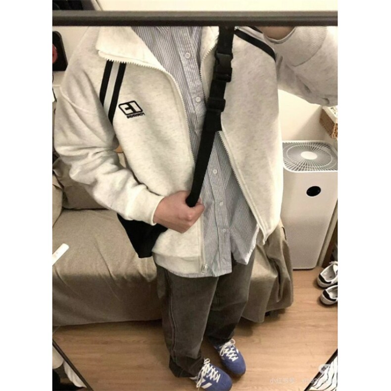 春秋插肩条纹刺绣立领卫衣男女简约宽松开衫休闲运动外套J637,女装短外套,星座1116A（原606A-3）