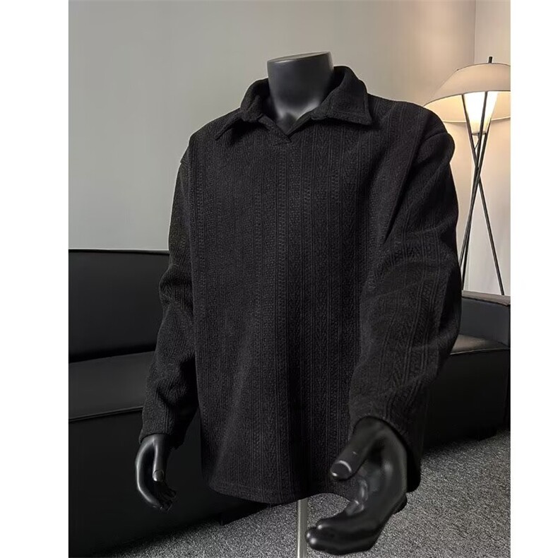 T554-P42潮牌时尚垂感条纹压纹长袖衬衫ins小众高级感衬衣外套，男装衬衫，电商B323A