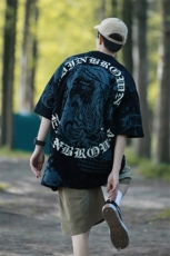 港风满身印花设计短袖T恤男休闲大码情侣短袖T恤DT77017P38控58，男装T恤，星座227-7