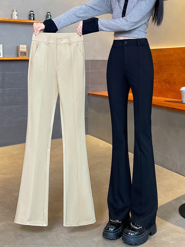 黑色西装喇叭裤女秋冬2025新款高腰垂感显瘦修身休闲微喇裤,女装休闲裤,云美莎专业女裤-全店现货