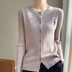 秋冬季新款圆领毛衣女宽松显瘦时尚百搭针织开衫，女装针织衫/毛衣，贵皇网供仓
