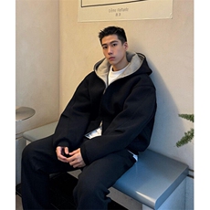 双拉链连帽卫衣外套男春秋痞帅休闲外套加厚撞色情侣开衫WF03，男装卫衣，星座1116A（原606A-3）