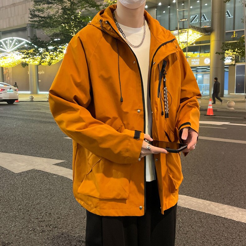 春装户外夹克防风机能连帽冲锋衣短外套男女日系夹克工装露营登山图片