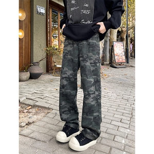 迷彩工装裤加长版高个子牛仔裤男188cm115直筒拖地阔腿裤KZ029P60图片
