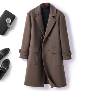 2025年秋季新款系扣长款针织羊毛大衣外套时尚休闲通勤百搭，男装毛呢大衣，诗洋大衣