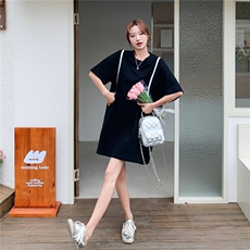 夏季新品！简约大气黑色宽松大版T恤中裙B208-9058-P125K188，女装连衣裙，浙宝208