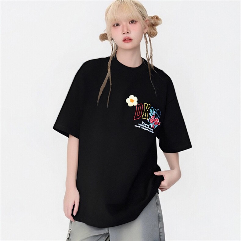 万针全刺绣工艺抖音得物高品质260克重磅纯棉双纱美式高街短袖T恤,男装T恤,电商A486-1