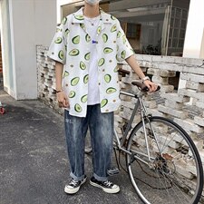 21年夏季短袖衬衫男宽松落肩港风西装领衬衫男DS-C407-CS308-P35，男装衬衫，电商C323-1