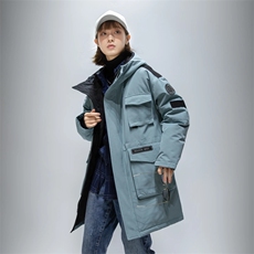 外外贸团服班服2025秋冬中长款加厚连帽羽绒服保暖外套2201P145，男装羽绒服，星座1602B（原101B-1）