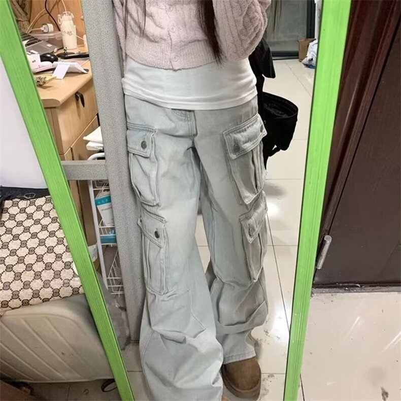 长裤潮流常规文艺气质慵懒简约牛仔裤新款ins微喇裤春夏自然腰,男装牛仔裤,星座506A
