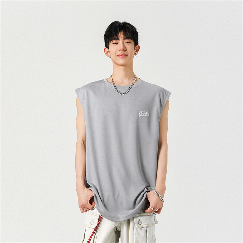 高街发泡颗粒140克米通网眼布大码坎肩体恤A436-1606特P2235,男装T恤,电商A436