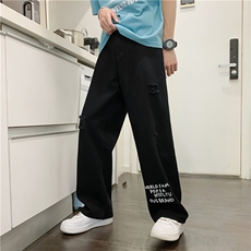 k705-p48-控68M-5XL大码显瘦港风高阶宽松牛仔裤微喇，男装牛仔裤，星座116