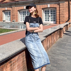 连衣裙背带牛仔舒适宽松2021年夏季简约百搭显瘦修身个性，女装连衣裙，钱塘布衣