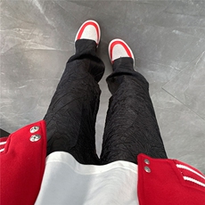 港风乱皱面料拉链设计休闲裤男潮流拖地直筒长裤男K77720P50控69，男装休闲裤，星座227-7