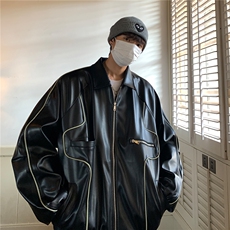 2026秋装新款美式翻领机车服皮夹克潮宽松外套D216P108男，男装夹克，电商A335-1（原A458）