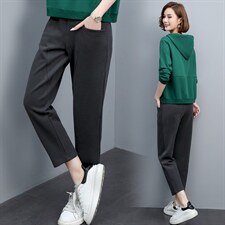 休闲裤2021年春季时尚气质百搭优雅简约纯色，女装休闲裤，江忆布依