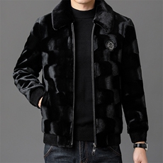 秋男士商务休闲纯色翻领夹克金貂绒外套中年时尚上衣ZX8906-P225，男装夹克，星座1105-3
