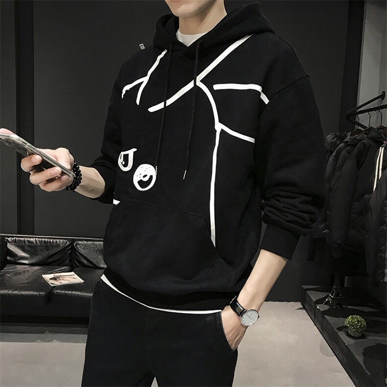 【】A003-HW3081-P55冬装新款加厚加绒连帽男士卫衣木木1,男装卫衣,电商A003