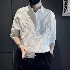 衬衫方领潮流新款日系百搭ins女气质简约时尚原宿五分袖流行文，男装T恤，星座218-1（原230）