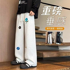秋款男休闲卫裤刺绣涂鸦宽松直筒休闲长裤大码M-5XLht003P35，男装休闲裤，星座1013-1