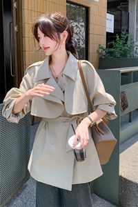 2025秋季减龄通勤风淡人风衣女复古随性休闲范宽松休闲显瘦大衣潮图片