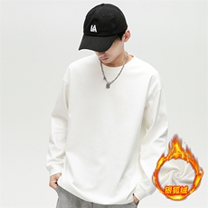 新款加绒加厚纯色潮流韩版宽松圆领休闲卫衣EY-3658JR-P50，男装卫衣，电商B306
