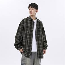 复古格子雪尼尔加厚衬衫夹克外套休闲情侣宽松C2201-P45【特价】，男装夹克，电商A007