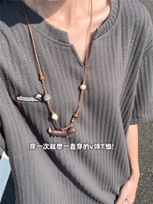 XZ809A/FFF05/P35/控48美式V领坎肩万针小狗绣花T恤，男装T恤，星座809A(原222-1)