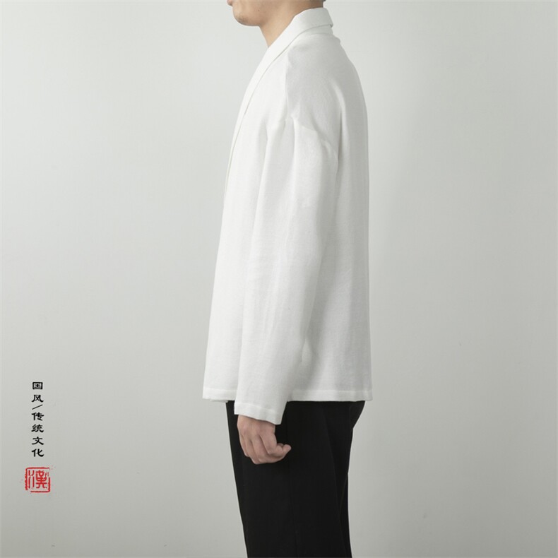 2025秋冬新款风男装棉麻男士汉服改良男装道袍外套C066P80,男装民族服装,钱塘802