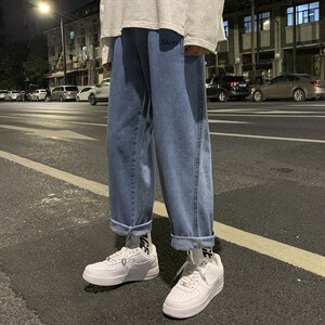 NK44098-P38直筒牛仔裤男士大码宽松九分裤男休闲长裤子男,男装牛仔裤,电商A040