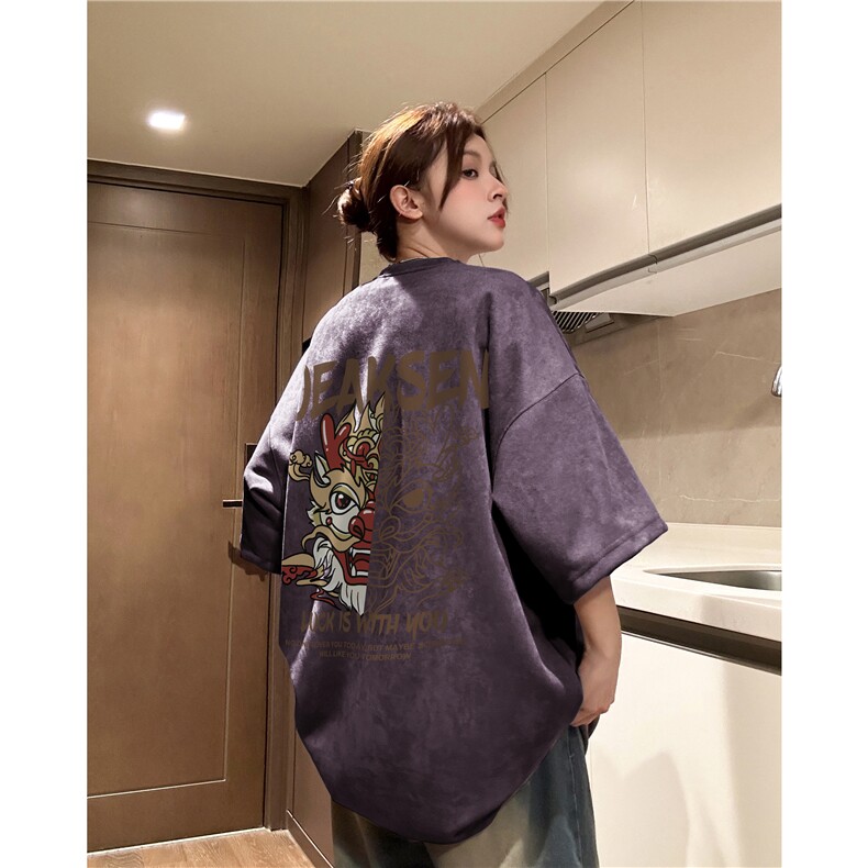得物抖音直播麂皮绒风动漫印花宽松短袖djp325-特批23控39,男装T恤,星座605(原A050)