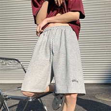 五分裤男女韩版潮流字母刺绣帅百搭2026夏季ins休闲短裤K6199-P30，男装休闲裤，星座412-2