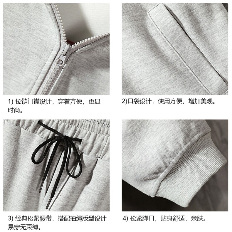 TK6099-P85开衫连帽卫衣套装男运动套装两件套水泥墙挂拍,男装休闲套装,电商A040A