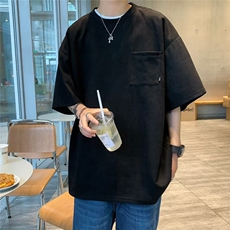 简单百搭五分袖中性短袖炸街T恤男女T239-P30，男装T恤，电商D202-1