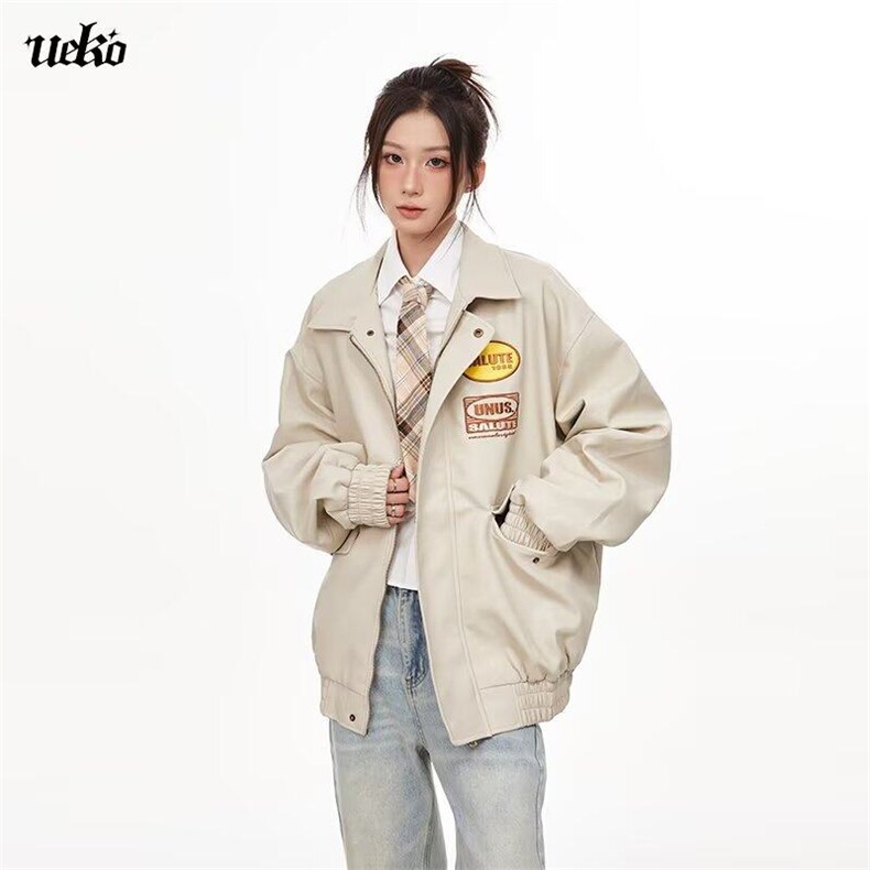 美式复古宽松潮牌飞行员工装皮衣夹克外套棒球服310A-4-B921-P80,男装夹克,星座310A-4