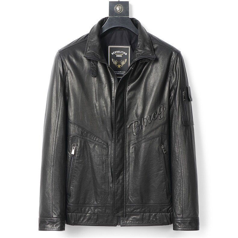 牛蜡皮头层牛皮皮衣男士真皮海宁机车服皮夹克短款男装外套潮真皮,男装皮衣,电商B360A（原721A）