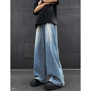 8XL-M特大码牛仔裤男美式高街裤子欧美复古倒装牛仔裤小众K968P50图片