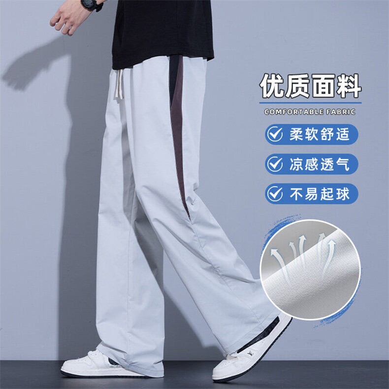休闲裤男夏季薄款直筒宽松阔腿美式高街速干运动长裤子Z2530-P40图片
