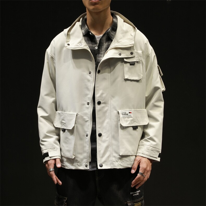 2021春季日系黑墙立体口袋工装夹克连帽外套钱塘6025-jk15-p90,男装夹克,星座311A