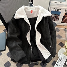 羊羔毛外套男冬2025新款皮毛一体羊羔绒棉服翻领棉衣潮TT1323P96，男装棉衣，星座1013-5