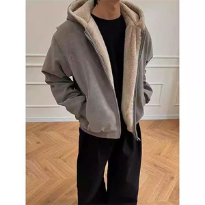 现货高品质美式冬季重磅座山雕大毛毛领pu皮棉衣男女加厚外套图片