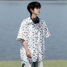 8XL-M花衬衫男短袖夏季薄款冰丝半袖宽松大码休闲外套DC28008P38，男装衬衫，电商B312