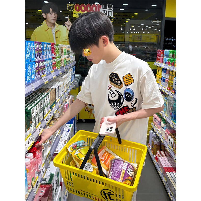 万针全刺绣工艺得物抖音高品质260克纯棉双纱美式高街短袖T恤P33,男装T恤,电商A486
