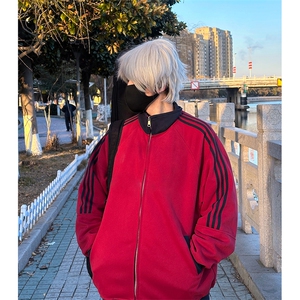 抖音得物高品质 美式高街重磅结构设计拼接织带立领卫衣外套 CM42图片
