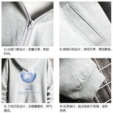 KS21241-P38连帽开衫卫衣男运动外套大码班服网格，男装卫衣，电商A040A