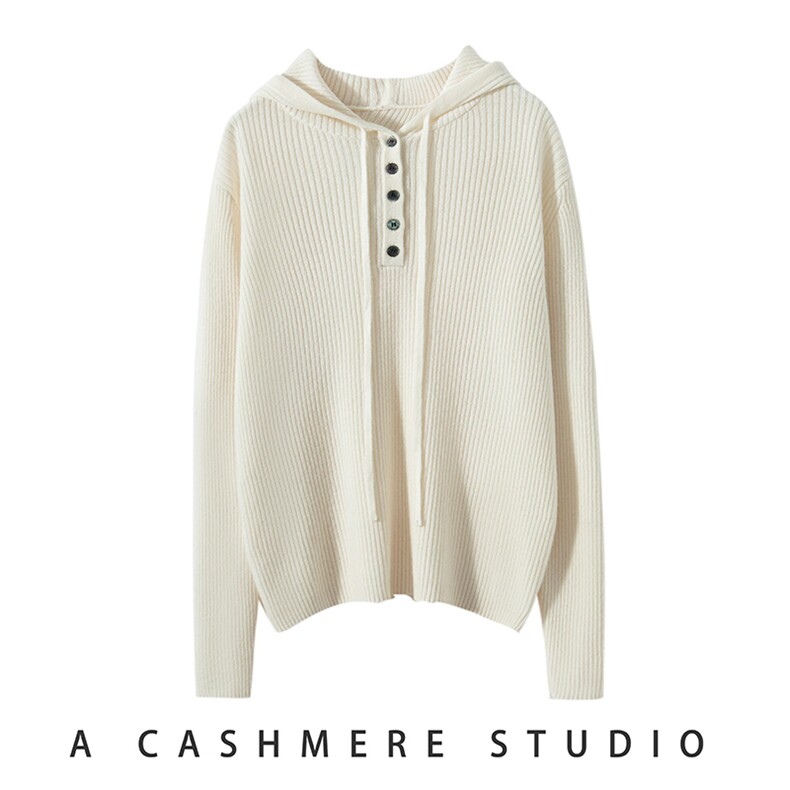 时尚百搭山羊绒女士抽条羊绒帽衫温暖舒适显瘦修身秋冬，女装羊绒衫，启东羊绒