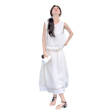 韩版无袖背心上衣半身裙小个子两件套女2025夏季新款法式时尚套装，女装套装/套裙，2C159