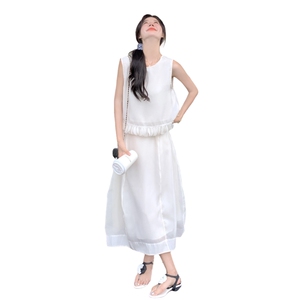 韩版无袖背心上衣半身裙小个子两件套女2025夏季新款法式时尚套装图片