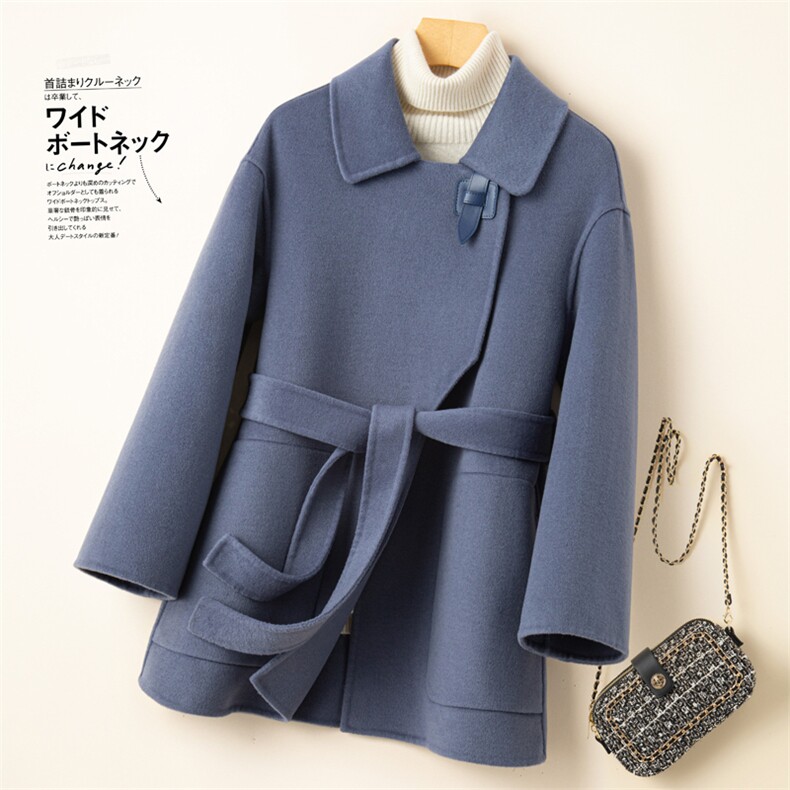常规款娃娃领2025年秋冬季新款女士羊毛双面呢大衣，女装双面呢大衣，优远毛呢大衣